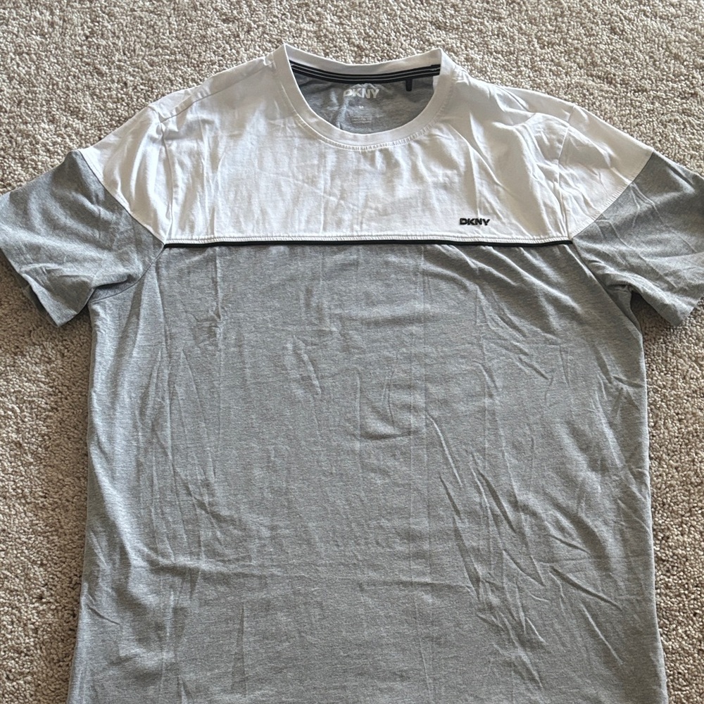 DKNY Two-Tone Gray and White Tee